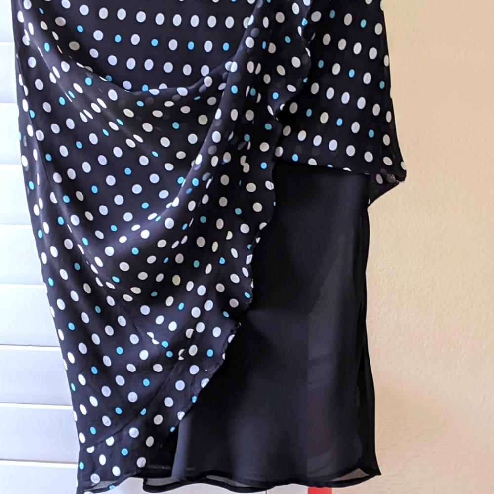 BLACK RAYON A-SHAPE POLKA-DOT SKIRT